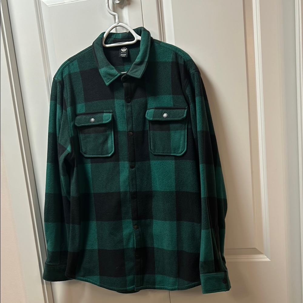 Neff Green and Black Plaid Shirt